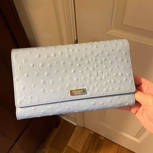 Kate Spade Large Light Blue Clutch with Gold Hardware